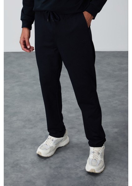 Lacivert Bağcıklı Cepli Standart Kalıp Klasik Paça Erkek Eşofman Alt - 84682