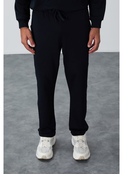 Lacivert Bağcıklı Cepli Standart Kalıp Klasik Paça Erkek Eşofman Alt - 84682