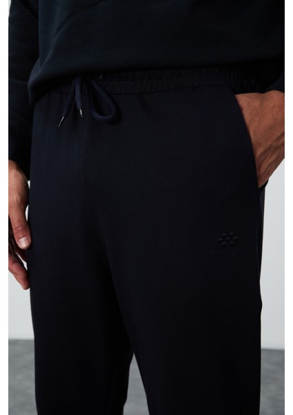 Lacivert Bağcıklı Cepli Standart Kalıp Klasik Paça Erkek Eşofman Alt - 84682