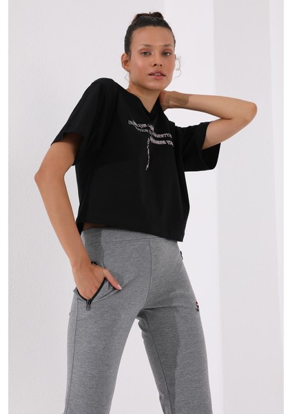 Gri Melanj Fermuar Cepli Rahat Form Klasik Paça Kadın Eşofman Alt - 94195 modelleri