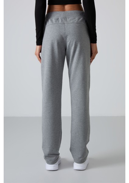 Gri Melanj Fermuar Cepli Rahat Form Klasik Paça Kadın Eşofman Alt - 94195