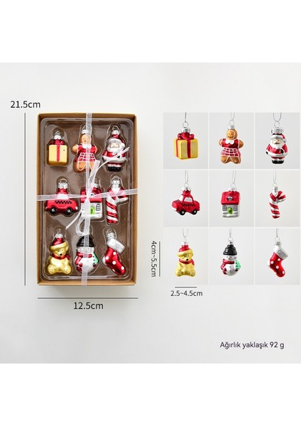 Noel Dekorasyon Kolye 9 Parçalı Seti (Yurt Dışından)
