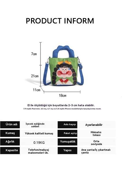 Sevimli Tuval El Çantası Omuz Crossbody Çanta (Yurt Dışından) indirimleri