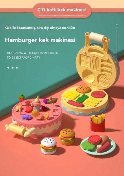 Oyuncak Kek Burger Makinesi Kauçuk Renkli Kil Çocuk Toksik Olmayan Kil (Yurt Dışından) modelleri