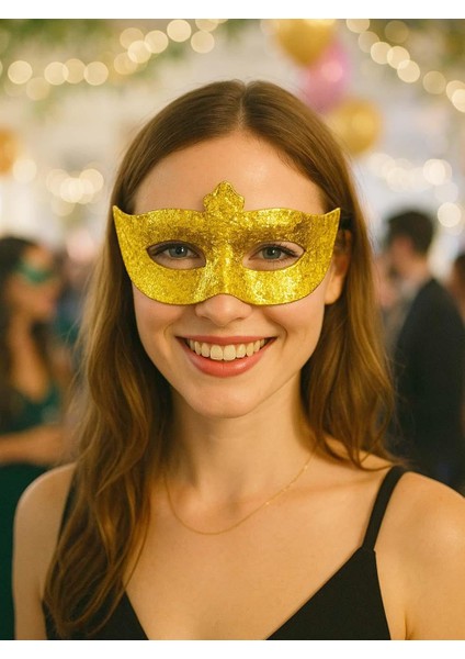Simli Parti Maskesi Balo Parti Kostüm Aksesuarı Maske Altın modelleri