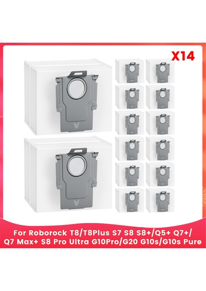 Roborock T8/T8PLUS S7 S8 S8+/q5+ Q7+/q7 Max+ S8 Pro Ultra G10PRO/G20 G10S/G10S Pure Vacuum Parçaları Için Toz Torbası 14 Adet (Yurt Dışından)