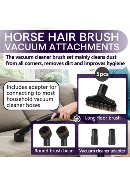 At Kılı Fırça Vakum Eklenti Seti - Yuvarlak Vakum Eklentileri - Zemin Fırça Eklentisi - 1 1/4 Inç Adaptör Dahil (Yurt Dışından) fiyatları