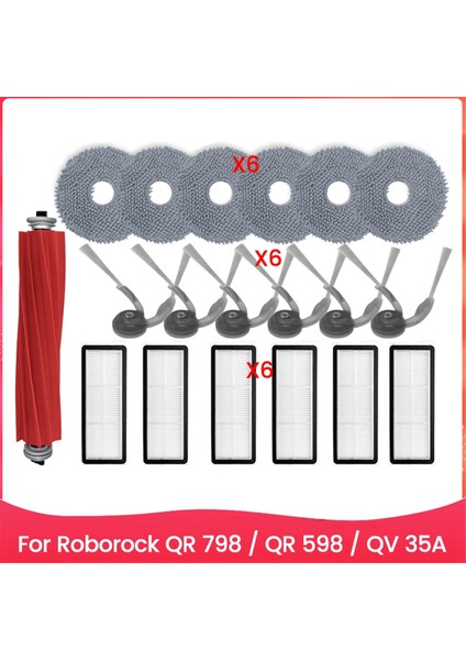 Roborock Qr 798 / Qr 598 / Roborock Qv 35A Vakum Parçaları Ana Silindir Yan Fırça Hepa Filtre Paspas Bezi Aksesuarları (Yurt Dışından)