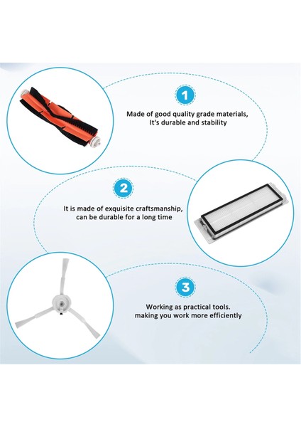 Xiaomi Robot Süpürge 1/1s SDJQR01RR SDJQR02RR SDJQR03RR Roborock S502-00 S5 Max S6 Ana Yan Fırça Filtresi (Yurt Dışından) modelleri