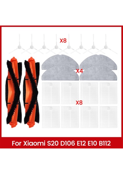 Xiaomi S20 D106 E12 E10 B112 Elektrikli Süpürge Yedek Parçaları Ana Yan Fırça Hepa Filtre Paspas Bezi (Yurt Dışından)