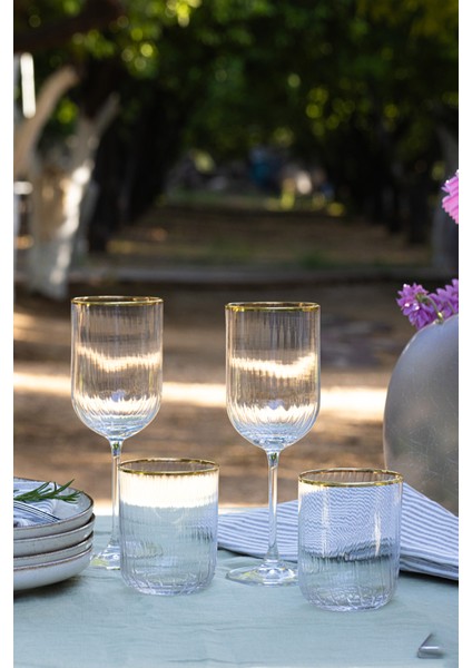 Adore Gold 4'lü Su Kadehi Seti 410 cc