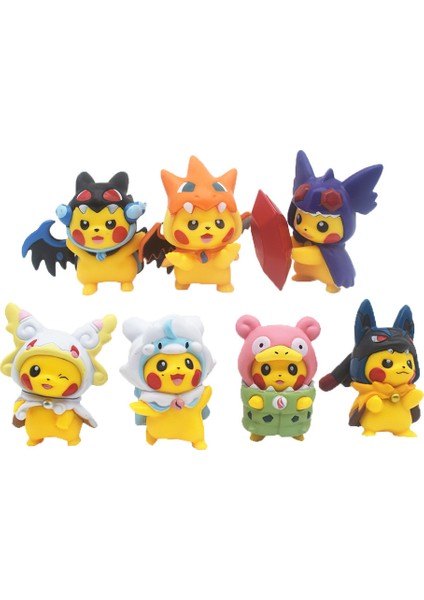 7 Pikachu Pokémon Kılık Değiştirme Pikachu Sevimli Karikatür Araba Bebek Pençe Makinesi El Yapımı Süsler (Yurt Dışından)