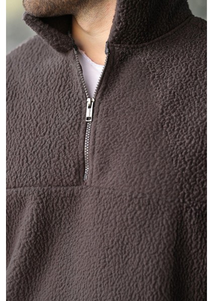 Füme Yarım Fermuarlı Dik Yaka Polar Sweatshirt E7165 fiyatları