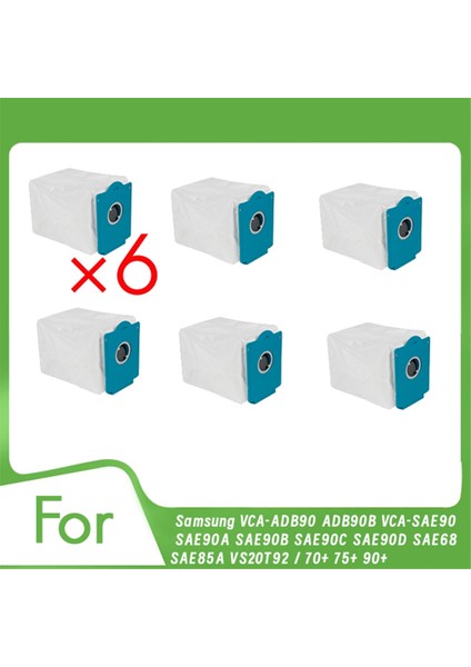 Samsung VCA-ADB90/ADB90B/VCA-SAE90 SAE90A/B/C/D/SAE68/SAE85A/VS20T92 / 70+/75+/90+ Süpürge Için 6 Adet Toz Torbası (Yurt Dışından)
