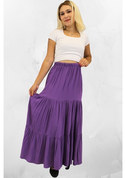 Fırfırlı Uzun Kadın Viskon Kumaş Çingene Etek modelleri