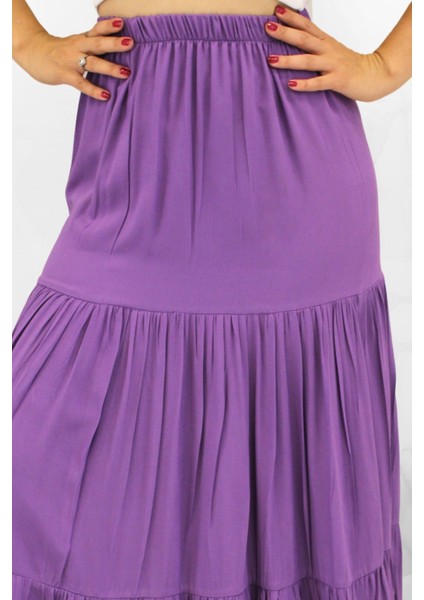 Fırfırlı Uzun Kadın Viskon Kumaş Çingene Etek