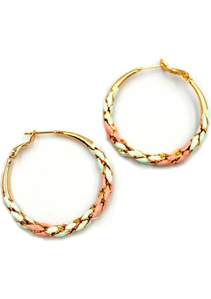 Mineli Halka Küpe - Pembe