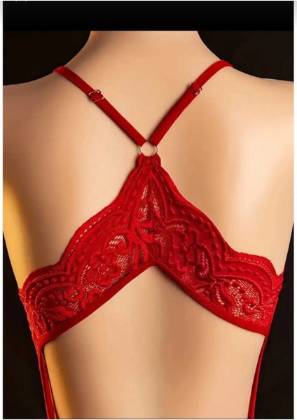 Kadın Kırmızı Özel Bölgesi Açık Fantezi Gecelik Dantelli Iç Giyim Seksi Fantazi Iç Çamaşırı Babydoll fırsatları