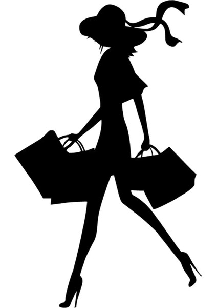 Alışveriş Yapan Kadın Sticker 10 x 16 cm