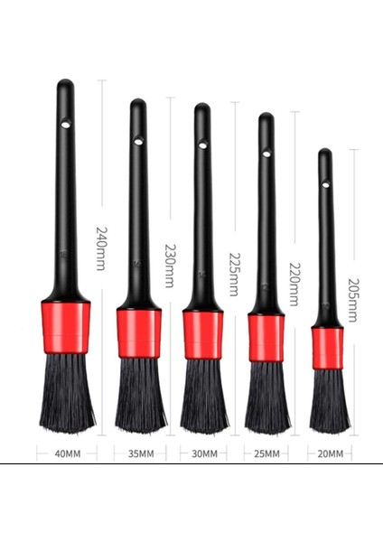 Oto Detay Fırça 5'li Kaliteli Farklı Boyutlarda 5 Adet Oto Araba Yıkama Klima Temizleme