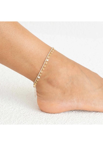 Tamtur Minimal Yıldız Sallantılı Altın Halhal