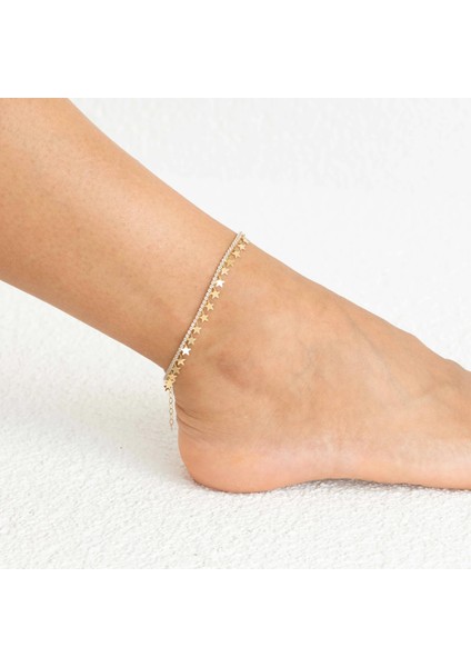 Tamtur Minimal Yıldız Sallantılı Altın Halhal