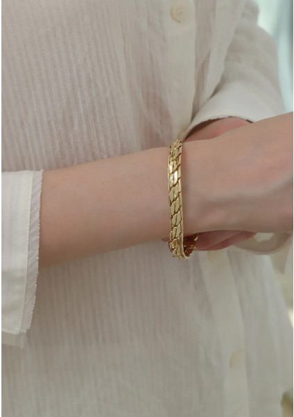 Unisex Italyan Gurmet Örgü Altın Bileklik fırsatları