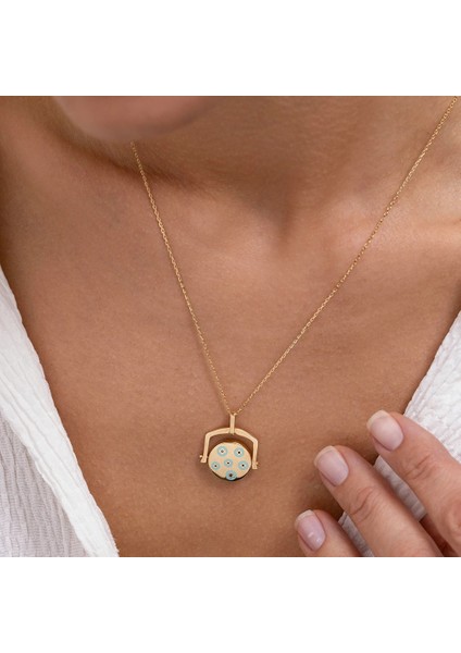 Çift Taraflı Tasarım Plaka Altın Kolye