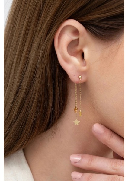 Yıldız Sallantılı Altın Küpe modelleri