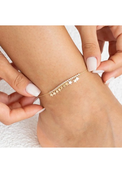 Yıldızlı Minimal Altın Halhal