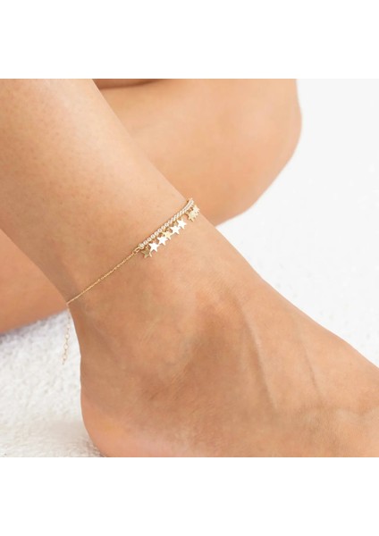 Yıldızlı Minimal Altın Halhal