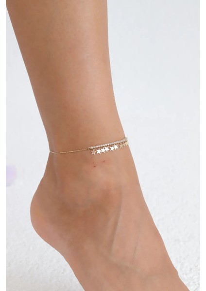 Yıldızlı Minimal Altın Halhal