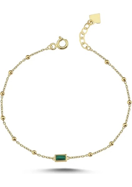 Nisera Yeşil Baget Mini Dorika Altın Bileklik
