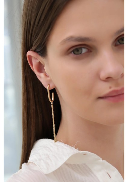 Sallantılı Italyan Altın Küpe