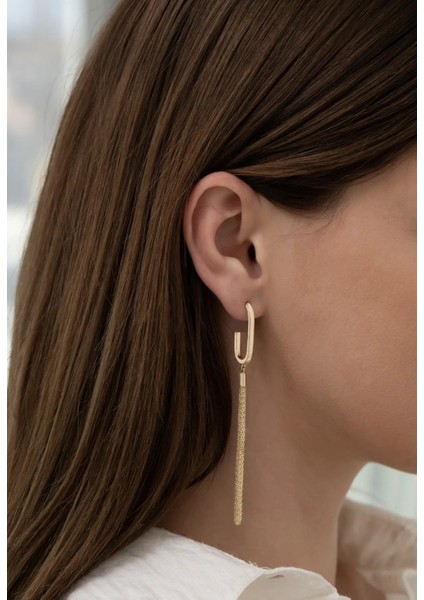 Sallantılı Italyan Altın Küpe