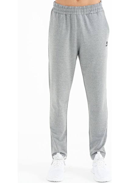 Gri Melanj Logo Nakış Detaylı Yan Cepli Standart Kalıp Erkek Eşofman Alt - 84967