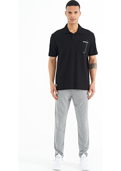 Gri Melanj Logo Nakış Detaylı Yan Cepli Standart Kalıp Erkek Eşofman Alt - 84967