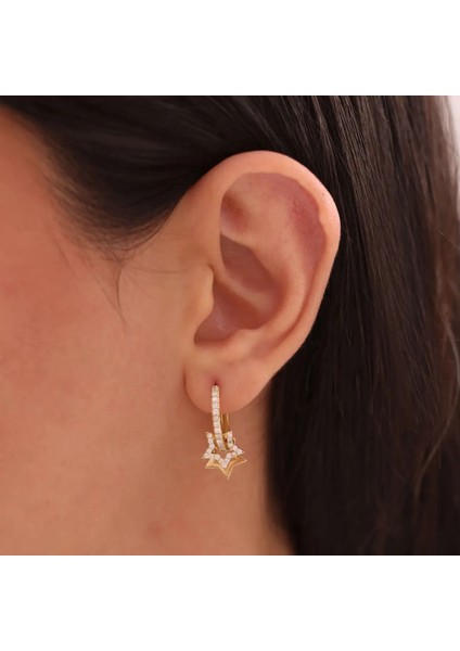 Nisera Çift Yıldız Altın Küpe indirimleri