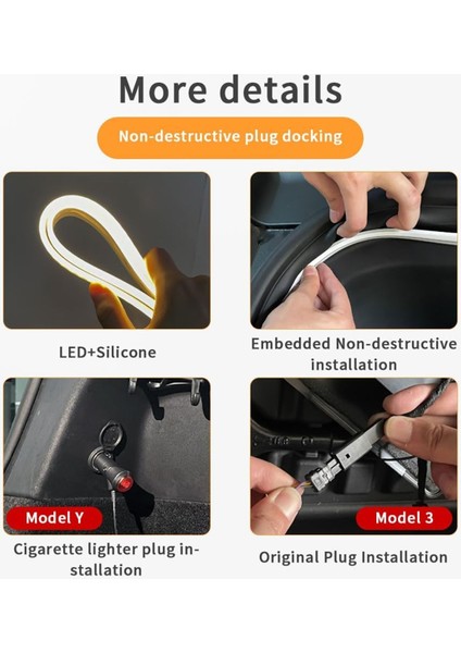 Araba LED Işık Şeridi Su Geçirmez Neon Işıklar Beyaz (Yurt Dışından) fiyatları