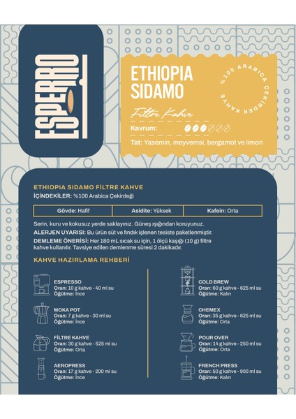 Ethiopia Sidamo Teneke 500 gr fiyatları