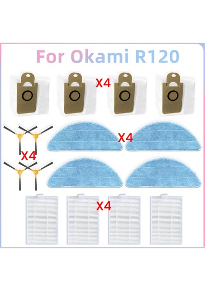 Okami R120 Vakum Parçaları Için Toz Torbası Yan Fırça Hepa Filtre Mop Bez Aksesuarları (Yurt Dışından)
