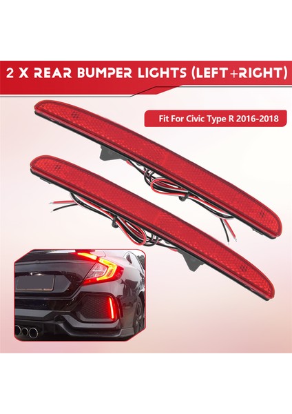 Araba LED Arka Tampon Sis Lambası Fren Lambası Honda Civic Type R Için Dinamik Dönüş Sinyal Reflektörü R 2016-2018 (Yurt Dışından)