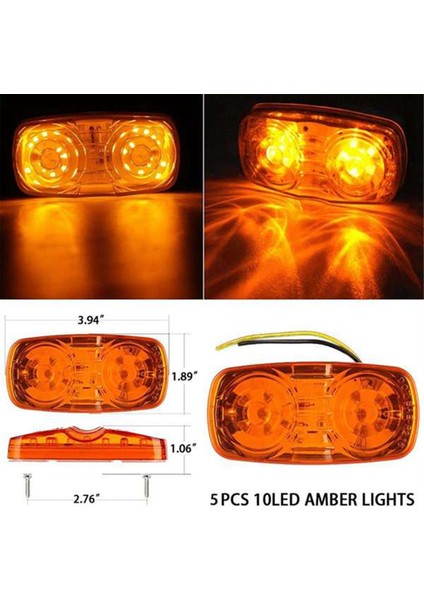 5 Pc LED Kamp Dış Işıklar Rv Römork Işaretçisi Işıkları Çift Bullseye Yan Çamurluk Işıkları 10 Diyot Işıkları (Yurt Dışından) fırsatları