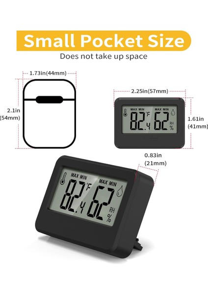 4pcs Dijital Higrometre ve Termometre, Manyetik ve Tablositli Sürüngen Termometresi, Sıcaklık ve Nem Siyah (Yurt Dışından) fiyatları