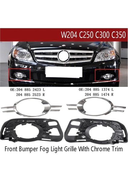 1set Ön Tampon Sis Izgarası Izgara ile Mercedes Için Krom Döşeme ile Benz W204 C250 C300 C350 204852423 2048852523 (Yurt Dışından) modelleri
