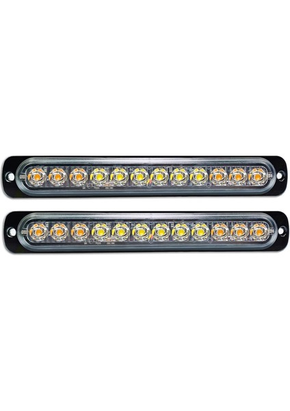 12LED Güvenlik Acil Durum Yanıp Sönen Işıklar, 12V-24V Flaş Uyarı Işığı, Beacon Beacon LED Işık Çubuğu, Sarı+Beyaz (Yurt Dışından)