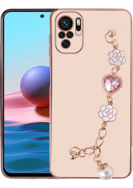 Xiaomi Poco M5S Kılıf El Tutamaçlı Kamera Korumalı Ata Taka Silikon Kapak-Pembe