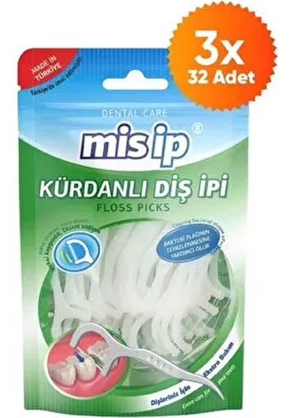 Kürdanlı Diş İpi Aromasız 32'li Paket Diş Temizliği İçin Pratik Çözüm