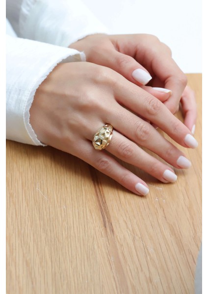 Kalemli Mat Parlak Altın Yüzük modelleri