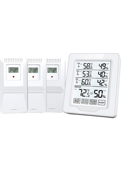Dijital Termometre ve Higrometre 3 Sensör Ekranlı Beyaz Arkadan Aydınlatmalı Büyük Ekran Kaydedici ile Iç Mekan Nemi (Yurt Dışından)